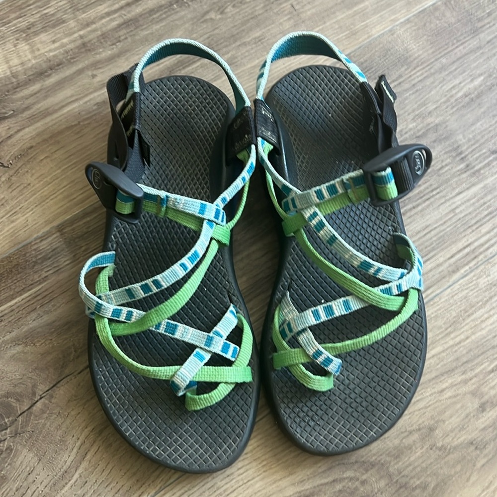 Women’s Chaco Sandals- blue and green straps - Size 7
